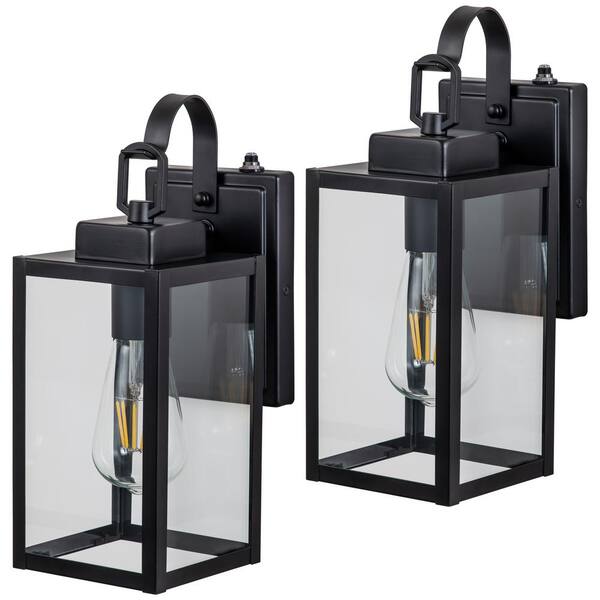 C Cattleya 1-Light Matte Black Dusk to Dawn Hardwired Outdoor Wall