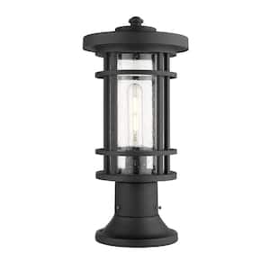Jordan 16.75 in. 1-Light Black Aluminum Hardwired Outdoor Weather Resistant Pier Mount Light With No Bulb Included