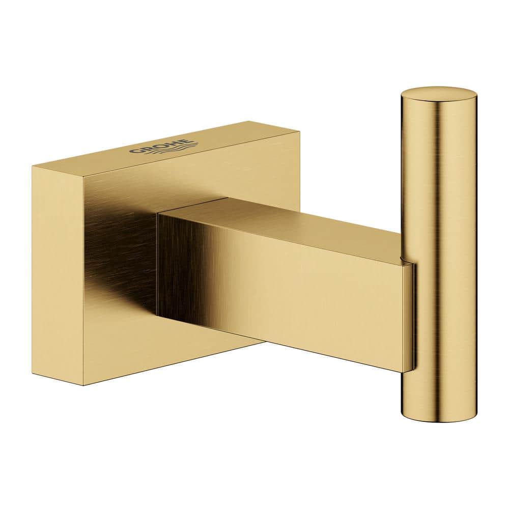 GROHE Essentials Cube Single Knob Robe/Towel Hook in Brushed Gold