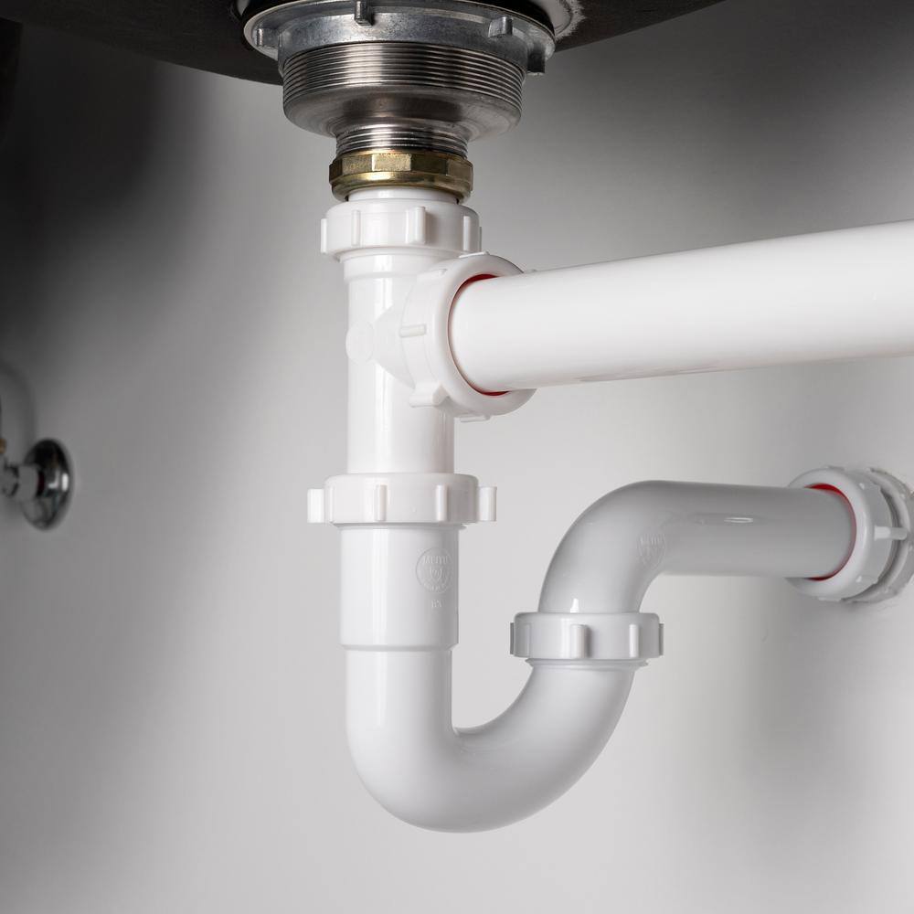 White 1-1/2" Plastic P-Trap with Reversible J-Bend