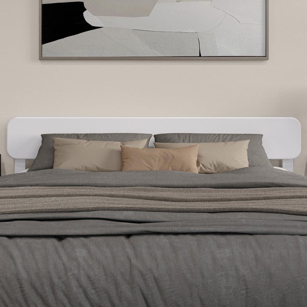 Florence White King Solid Wood Low Profile Platform Bed