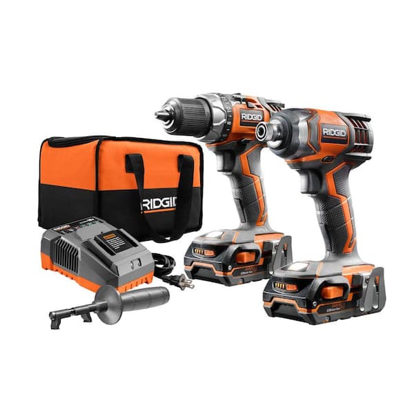RIDGID 18-Volt Lithium-Ion Cordless Drill/Driver and Impact Driver 2-Tool Combo Kit with (2) 1.5 Ah Batteries, Charger, and Bag