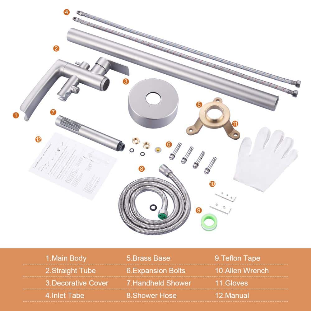 Brushed Nickel Single Handle Freestanding Tub Faucet with Hand Shower