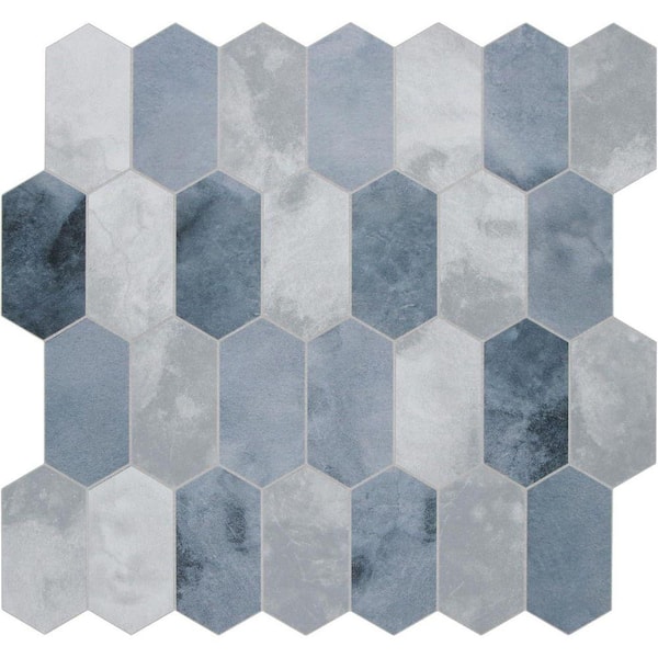 Blue 12 in. x 11.5 in. Vinyl Peel and Stick Backsplash 10-Pack