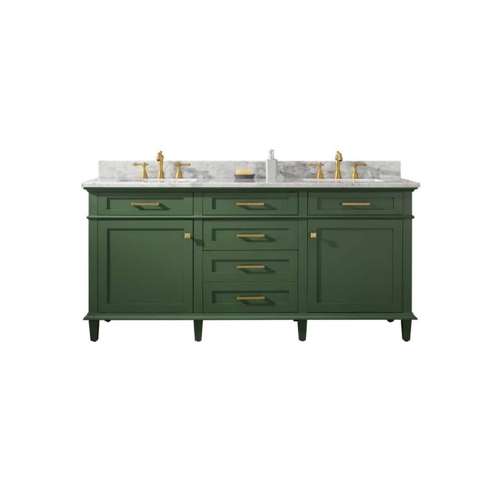 72 in. W x 22 in. D x 38 in. H Bath Vanity in Vogue Green with Marble Vanit