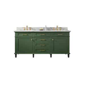 72 in. W x 22 in. D x 38 in. H Bath Vanity in Vogue Green with Marble Vanity Top in White with White Basin