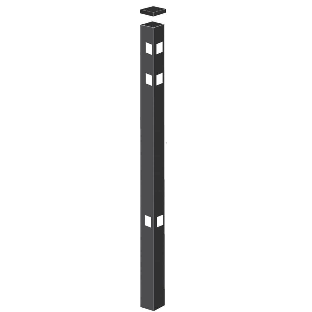 Barrette Outdoor Living Cascade/New Hope 2 in. x 2 in. x 5-7/8 ft. Black Standard-Duty Aluminum Fence Corner Post