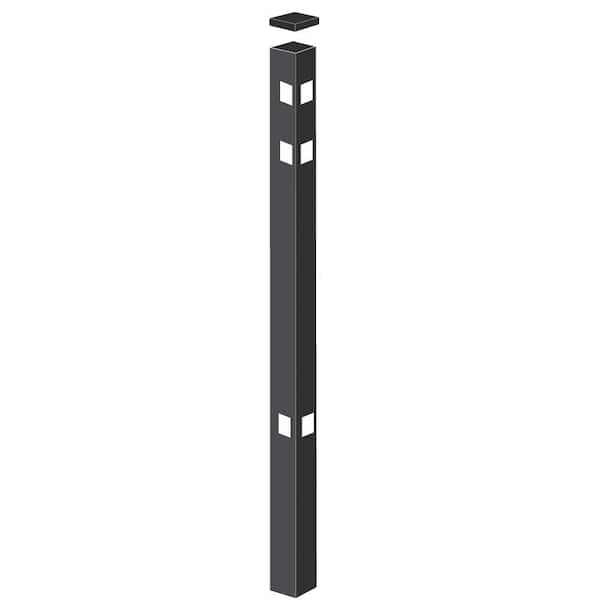 Barrette Outdoor Living 2 in. x 2 in. x 7-3/8 ft. Black Aluminum Fence Corner Post