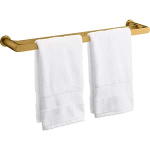 Avid 24 in. Wall Mounted Double Towel Bar in Vibrant Brushed Moderne Brass