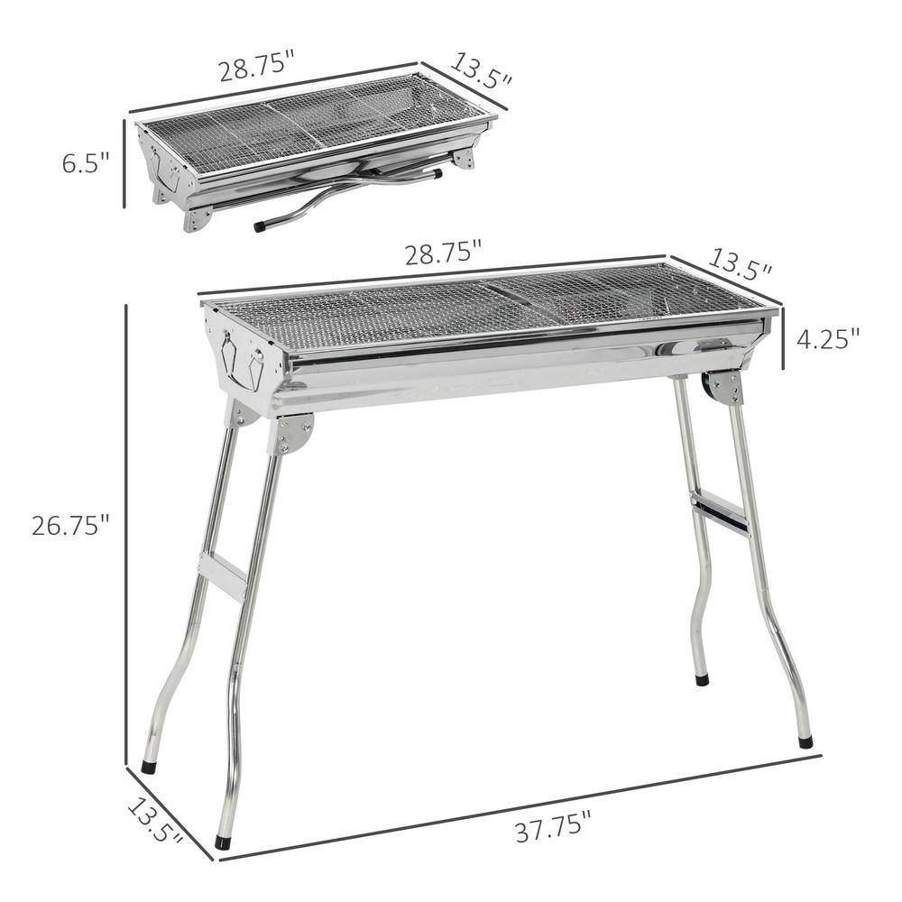 Portable Stainless Steel Hibachi Charcoal Grill with Smoker