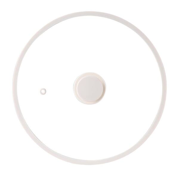 10 in. White Pot Lid With Heat Resistant Silicone Rim and Tempered Glass for Pots, Pans and Skillets