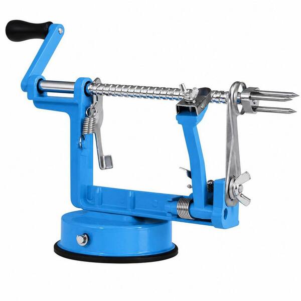 Stainless Steel Heavy Duty Apple Peeler, 3 in 1 Multifunctional Fruit Slicer Corer with Suction Cup Base, Blue