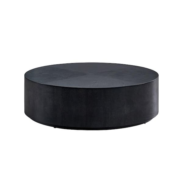 Sudzendf 35.43 in. Black Modern Round Wood Coffee Table Center Table