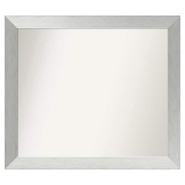 Amanti Art Brushed Sterling Silver 32 in. x 28 in. Custom Non-Beveled Wood Framed Bathroom Vanity Wall Mirror
