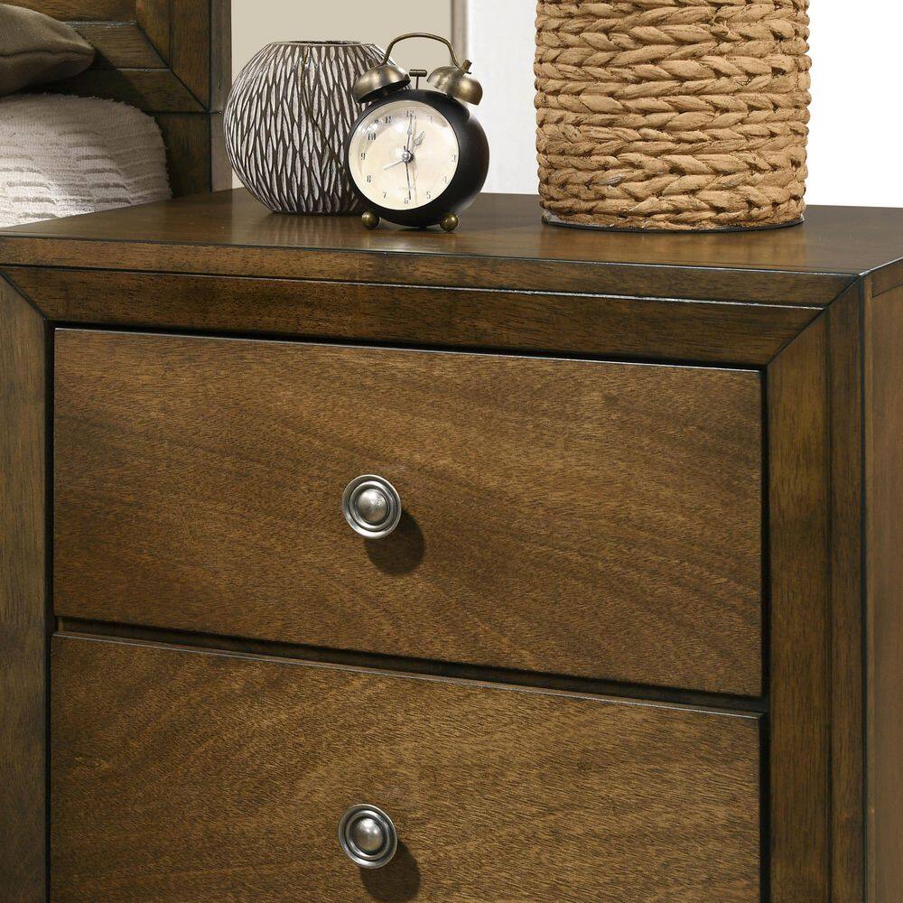 Joune 6-Piece Walnut Wood Frame King Panel Bedroom Set with Beleved Corner, Metal Center Glide, Zinc Bronze Metal Knobs - thumbnail 9