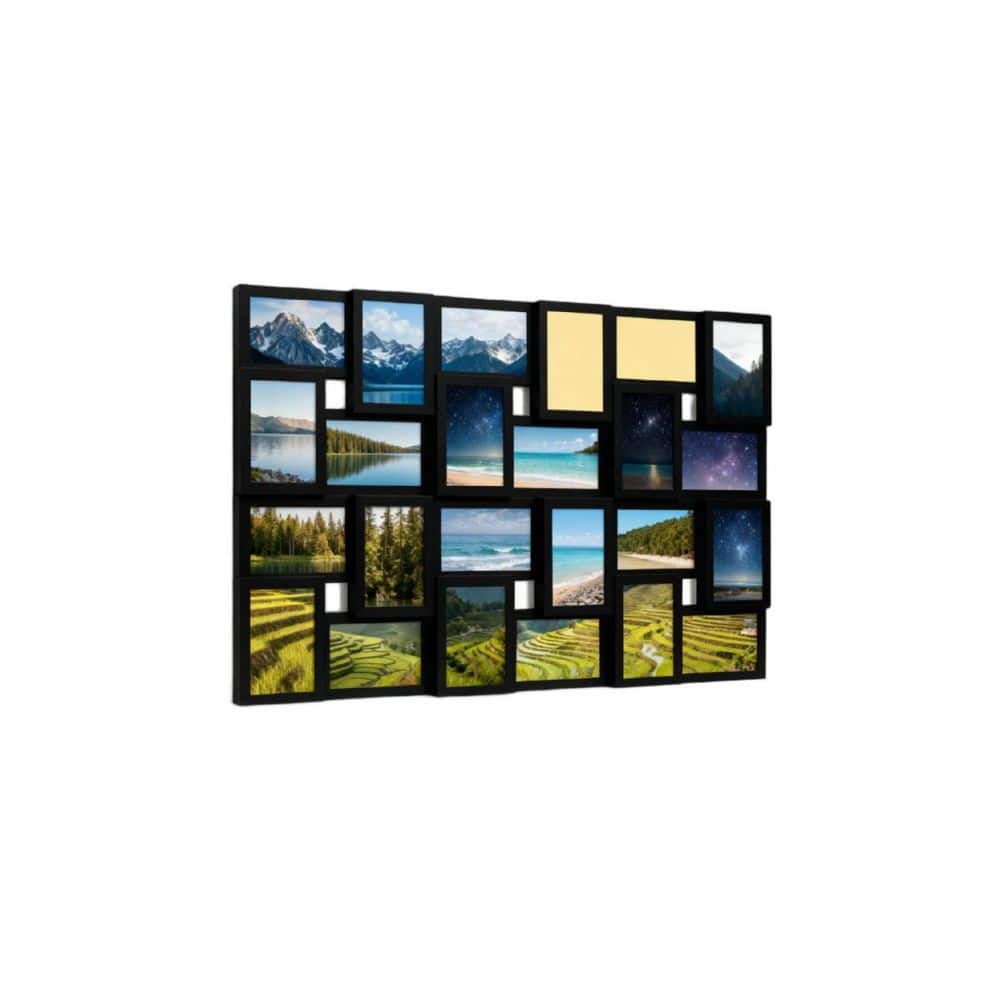 24 Opening 4 in. x 6 in. Black Plastic Collage Frame for Wall