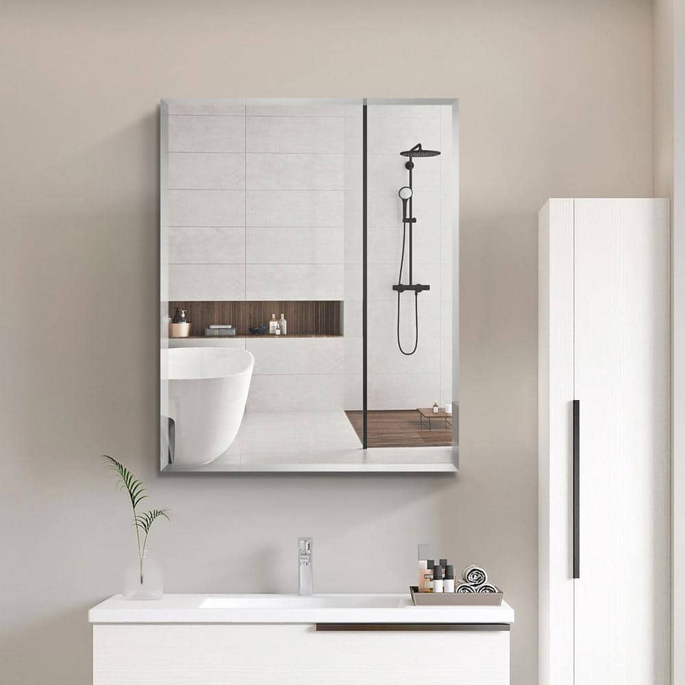 24 in. W x 30 in. H Rectangular Silver Aluminum Recessed/Surface Mount Medi