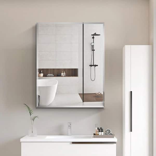 Unbranded 24 in. W x 30 in. H Rectangular Silver Aluminum Recessed/Surface Mount Medicine Cabinet with Mirror