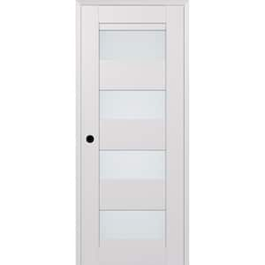 Della 30 in. x 80 in. Right-Hand Frosted Glass Solid Core Bianco Noble Wood Composite Single Prehung Interior Door