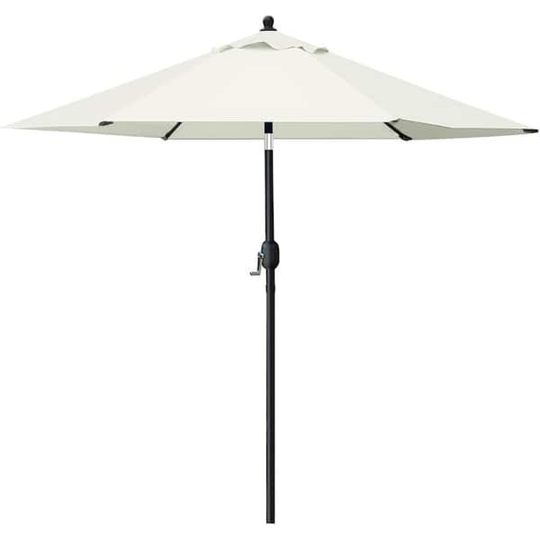 SKONYON 7.5 ft. Market Outdoor Patio Umbrella with Push Button Tilt and Crank in Beige