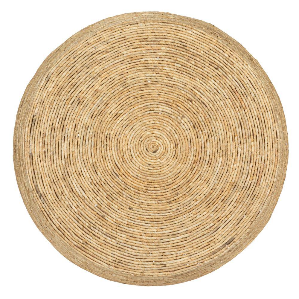 Natural Handwoven Corn Rope Round Barrel Coffee Table