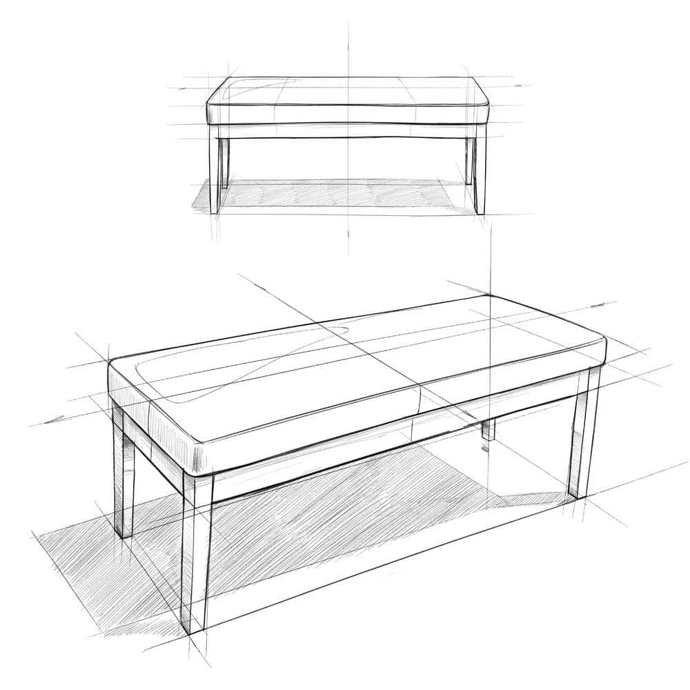 Slate Gray Tufted Rectangular Bench Ottoman