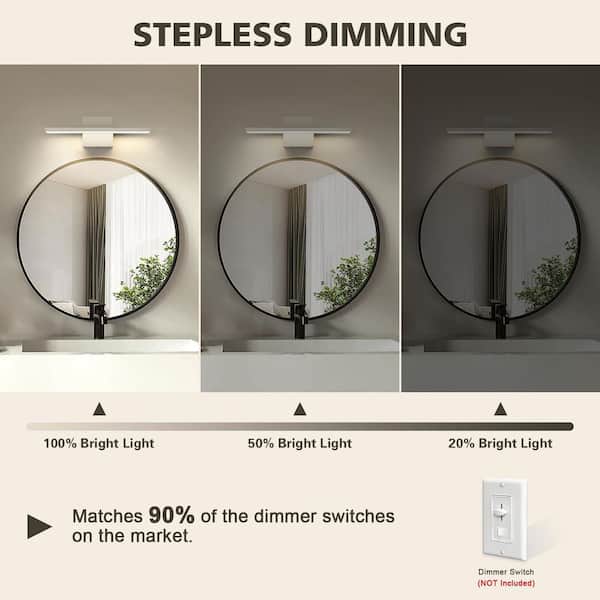 16.14 in. 1-Light Nickel LED Bathroom Vanity Light Bar with 5-CCT Adjustable Switch