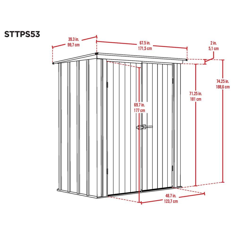Scotts 5' x 3' Green Galvanized Steel Garden Storage Shed Kit