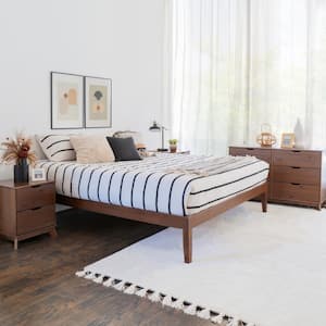 Pheba 4-Piece Walnut brown Wood Frame King Bed, 6-Drawer Dresser and 2 (2-Drawer) Nightstand (Set of 2) Bedroom Set