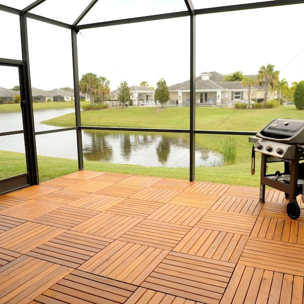 DeckWise WiseTile 2 ft. x 2 ft. Solid Hardwood Plantation Teak Deck Tile in Brown (1 Tile)