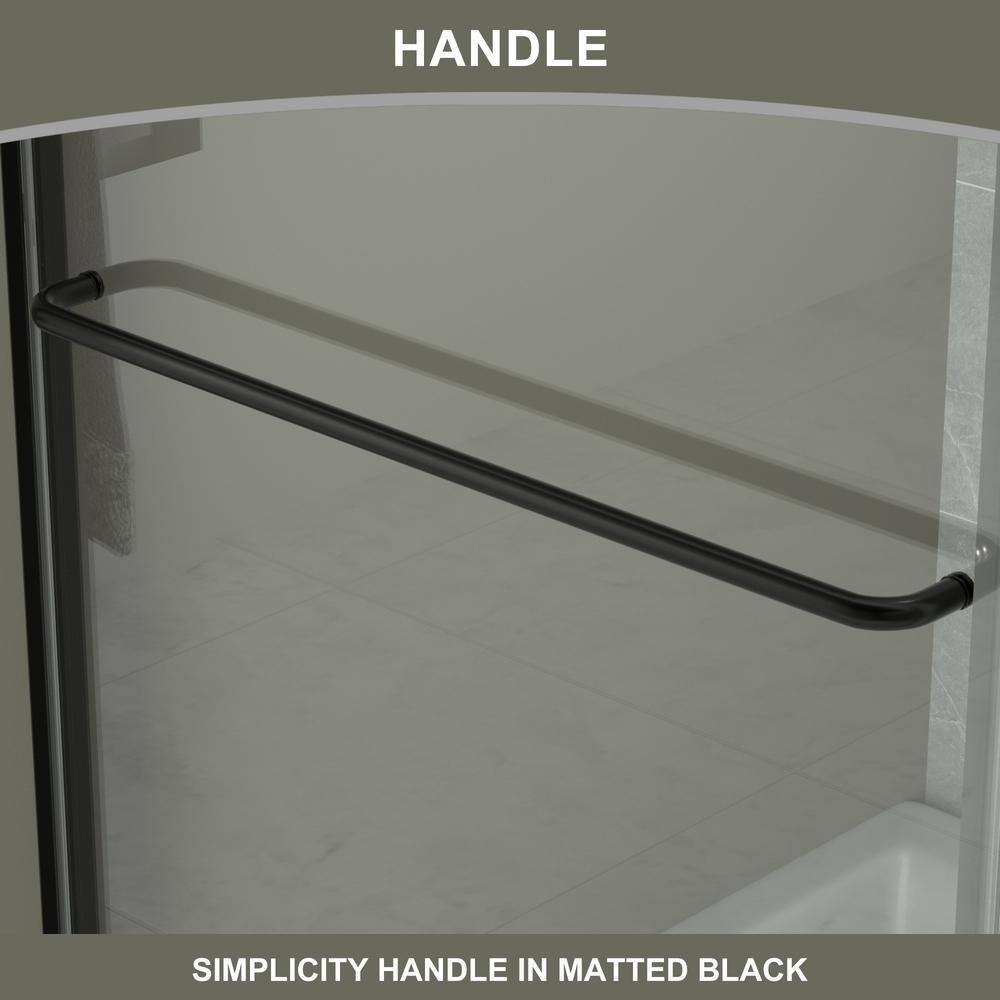 Matte Black Semi-Frameless Sliding Bathtub Door with Clear Glass