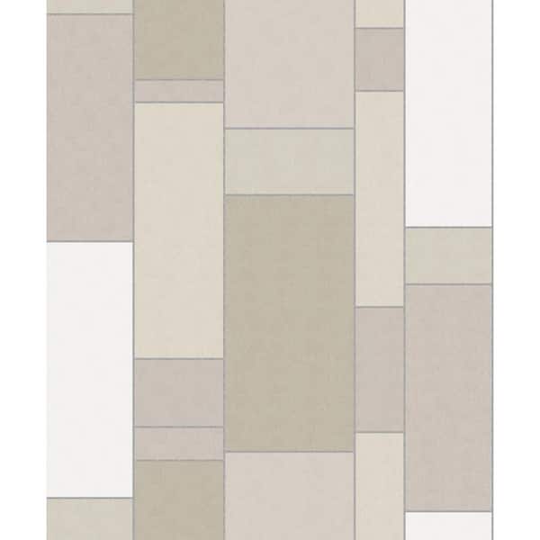Seabrook Designs Soft Sage and Metallic Silver De Stijl Geometric Paper Non-Woven Unpasted Wallpaper Roll (covers 56 sq. ft.)