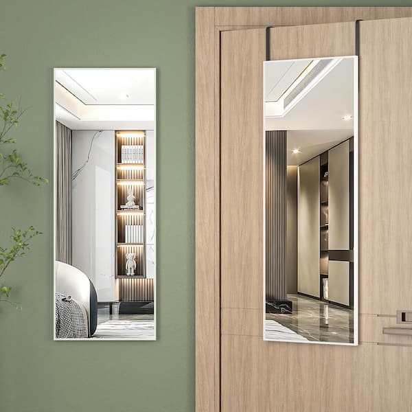 Vosuja 16 in. W x 44 in. H White Framed Full-Length Door Mirror Hanging Wall Mounted Mirror for Bedroom, Living Room, Cloakroom
