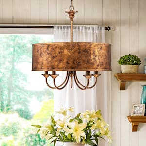 Aquin 5-Light Rust Drum Chandelier with Metal Shade