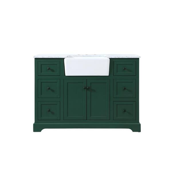 Unbranded Timeless Home 22 in. W x 48 in. D x 34.75 in. H Bath Vanity in Green with Carrara White Marble Top
