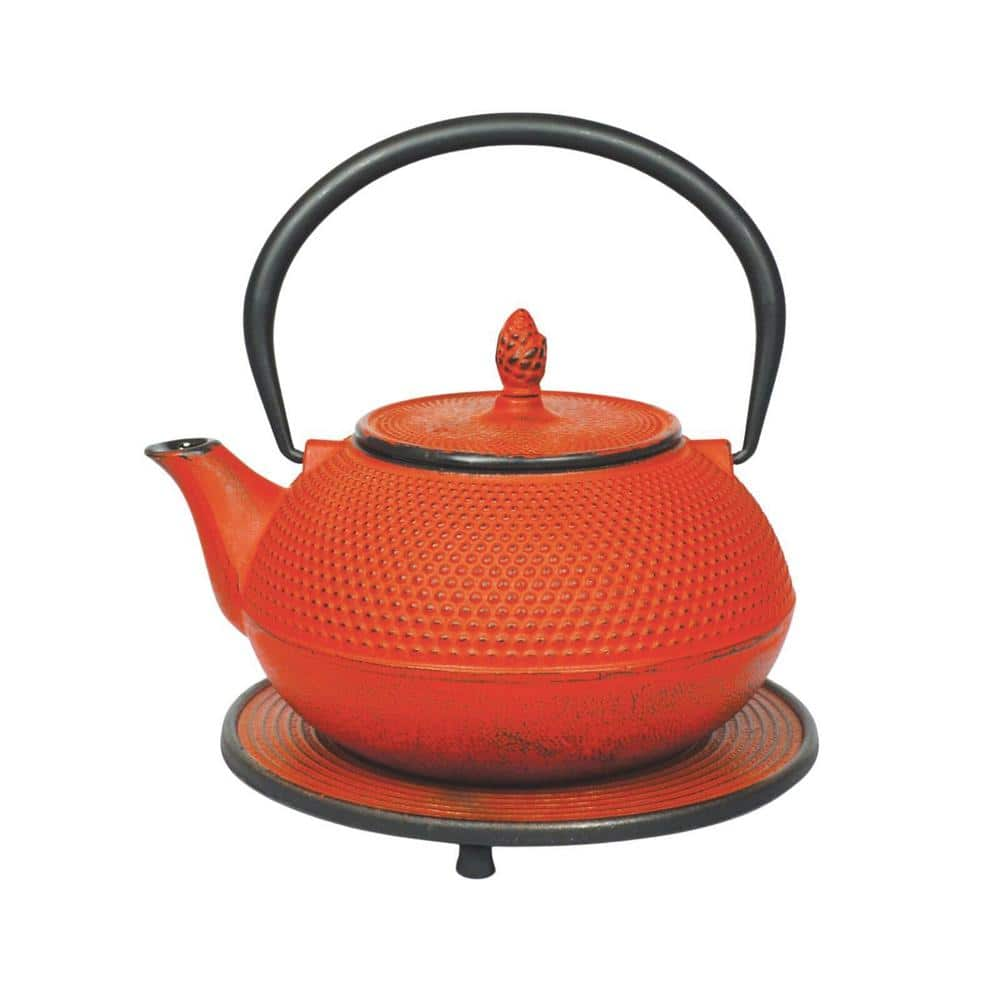 Cast Iron Wave Teapot with Fiber Wrapped Handle - World Market