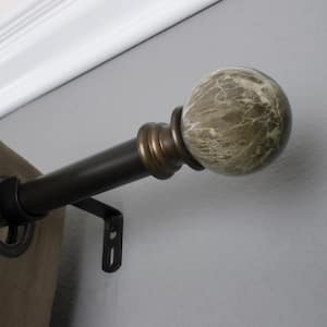 Marble Ball 36 in. - 72 in. Adjustable Curtain Rod 1 in. in Brown with Finial
