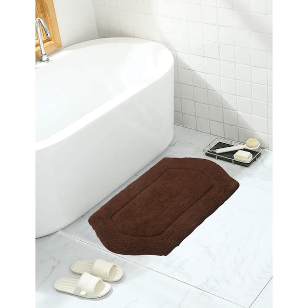 HOME WEAVERS INC Waterford Collection 100% Cotton Tufted Bath Rug, 17 x 24 Rectangle, Chocolate