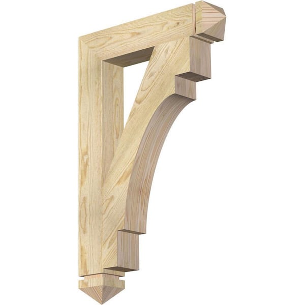 Ekena Millwork 4 in. x 34 in. x 22 in. Douglas Fir Merced Arts and Crafts Rough Sawn Bracket