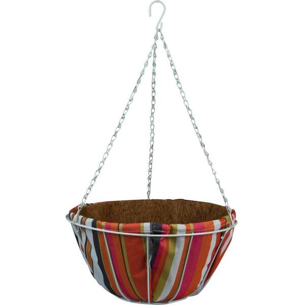 Pride Garden Products 14 in. Garden Party Cabana Stripe Coco Fabric Basket