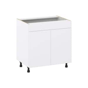 Fairhope Bright White Slab Assembled Sink Base Kitchen Cabinet with a False Front (33 in. W X 34.5 in. H X 24 in. D)