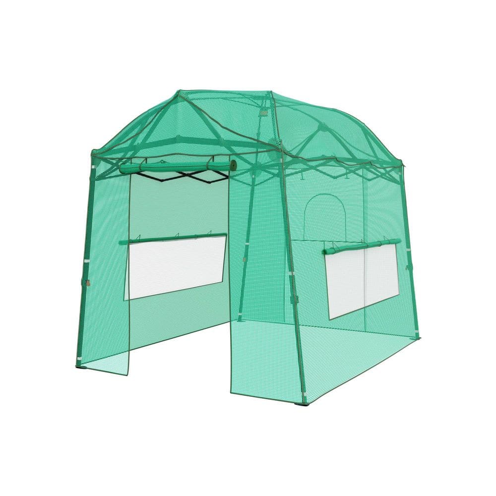 6.9 ft. W x 8.5 ft. D x 7.2 ft. H Pop-Up Iron Frame and PE Fabric Portable Easy-Setup Green Greenhouse with Roll-Up Door price history on PriceWatchPro
