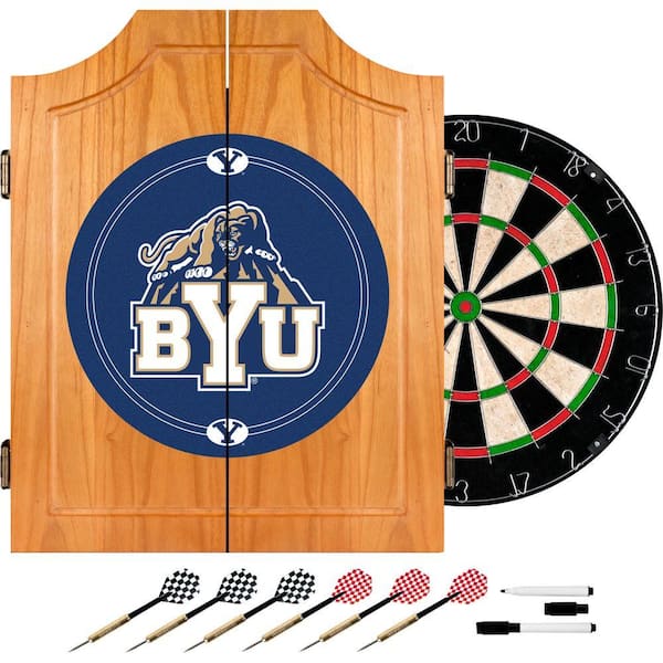 Trademark Brigham Young University Wood Finish Dart Cabinet Set