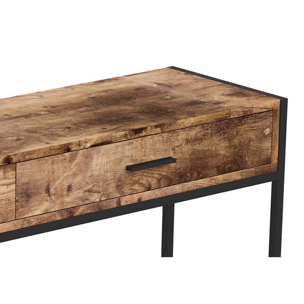 Rustic Chic 48" Reclaimed Wood Console with Black Metal Frame and Storage Drawers