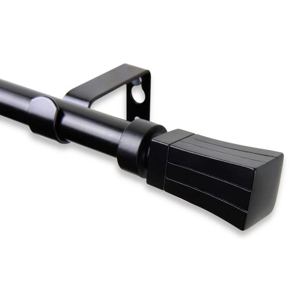 28 in. - 48 in. Telescoping 5/8 in. Single Curtain Rod Kit in Black with Flare Finial price history on PriceWatchPro