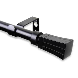 28 in. - 48 in. Telescoping 5/8 in. Single Curtain Rod Kit in Black with Flare Finial