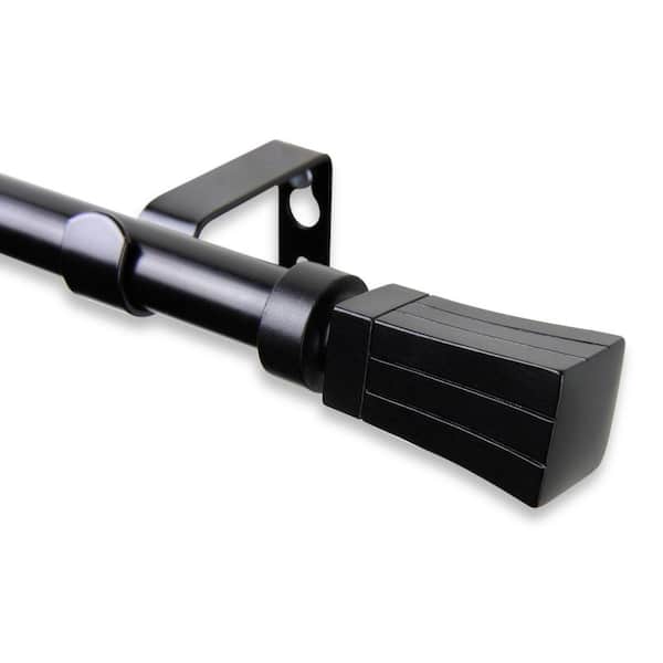 Rod Desyne 48 in. - 84 in. Telescoping 5/8 in. Single Curtain Rod Kit in Black with Flare Finial