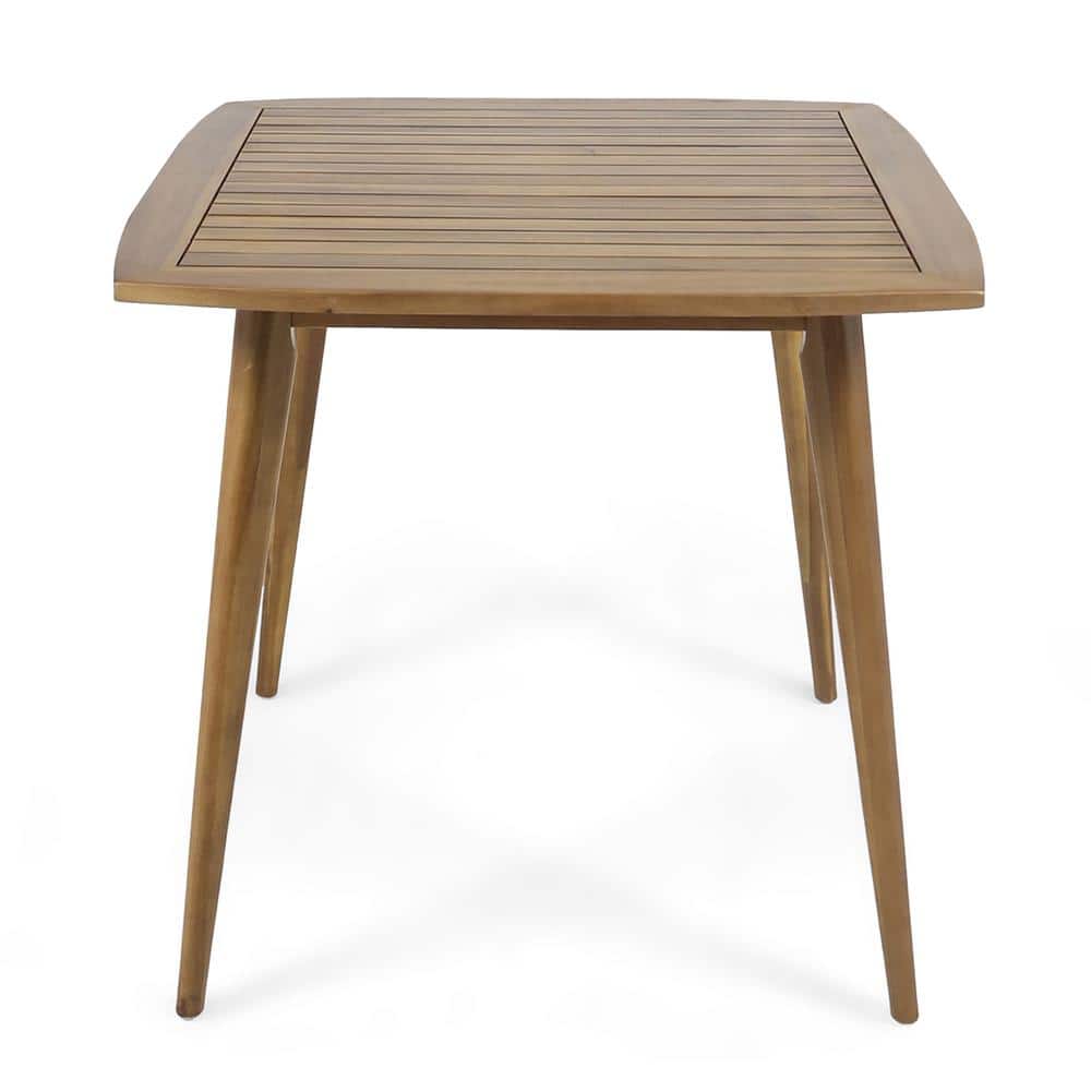 Teak Brown Acacia Wood Outdoor Square Dining Table for 4