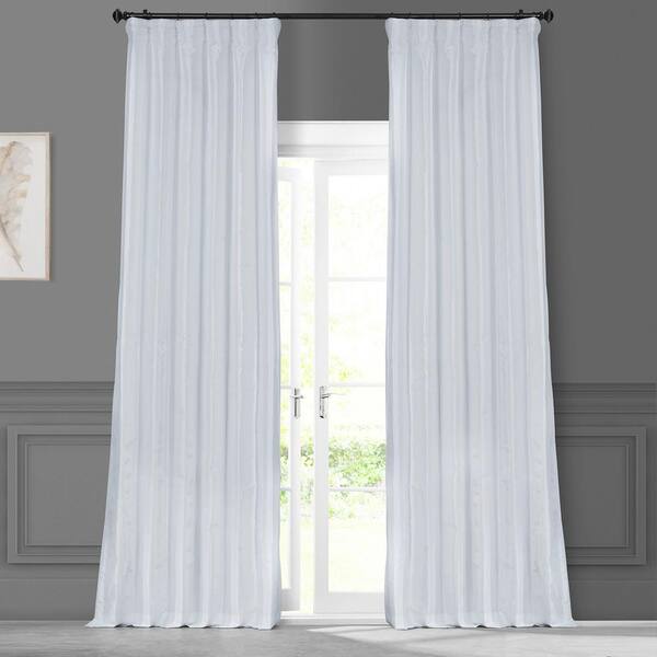 Exclusive Fabrics & Furnishings White Solid Faux Silk Room Darkening Curtain - 50 in. W x 108 in. L Rod Pocket Single Window Panel