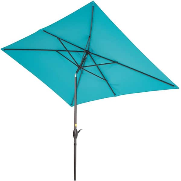 JOYESERY 10 ft. x 7 ft. Aluminum Frame Rectangle Market Umbrellas in Turquoise blue
